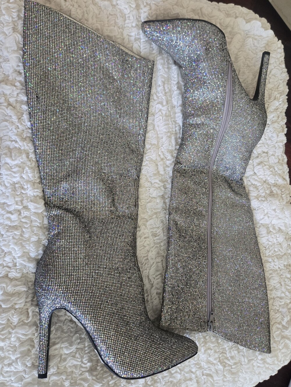 Sparkle Knee-High Stiletto Boots Size 7